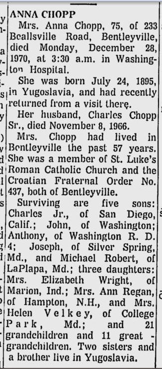Anna Chopp obit